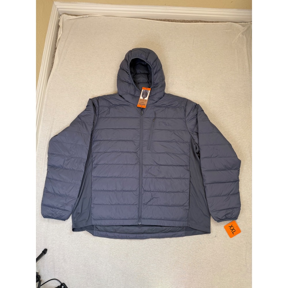 Eddie Bauer Down Puffer Jacket Men XXL Blue Hooded StormRepel DWR Insulated